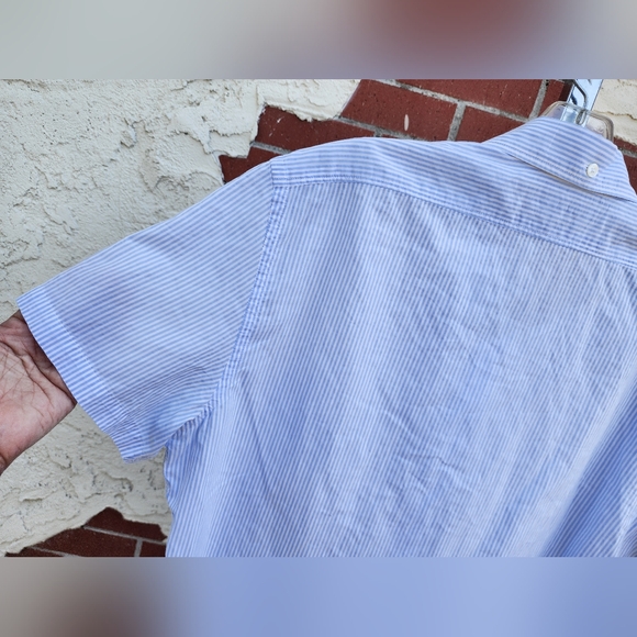 LARGE men J. LINDEBERG stripe slim fit short sleeve button down shirt SLIM FIT - Picture 11 of 16